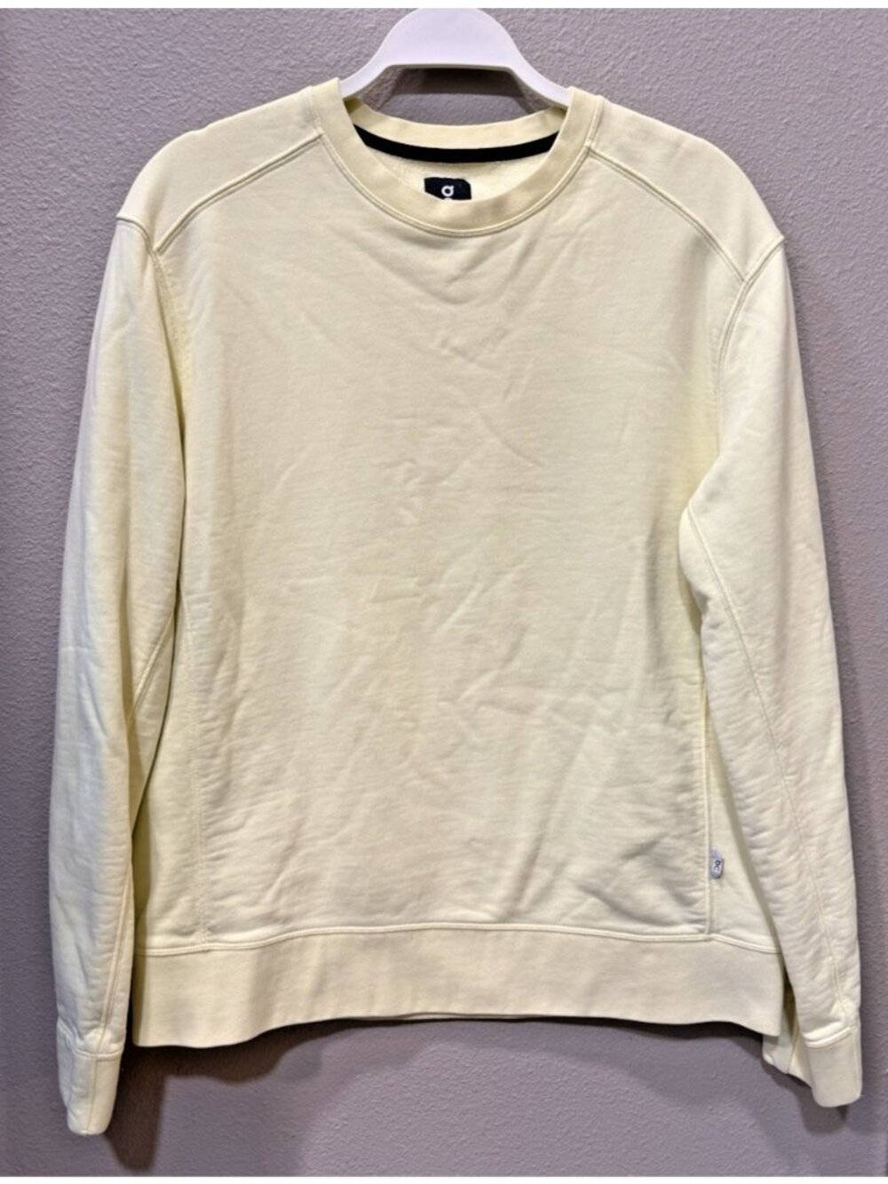 On Cloud Sweatshirt Men's L Pastel Yellow Cotton Post Workout Running Crew Neck